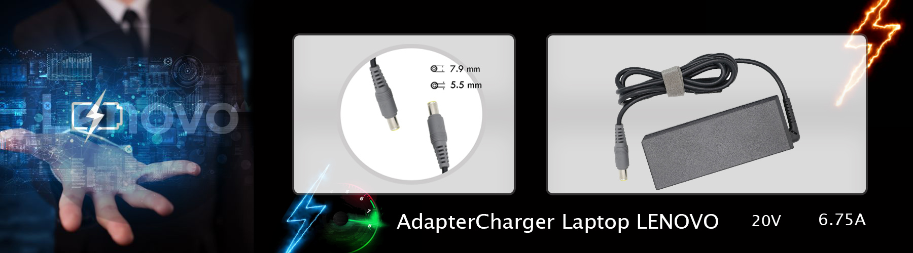 شارژر لپ تاپ لنوو 20 ولت 6.75 امپر