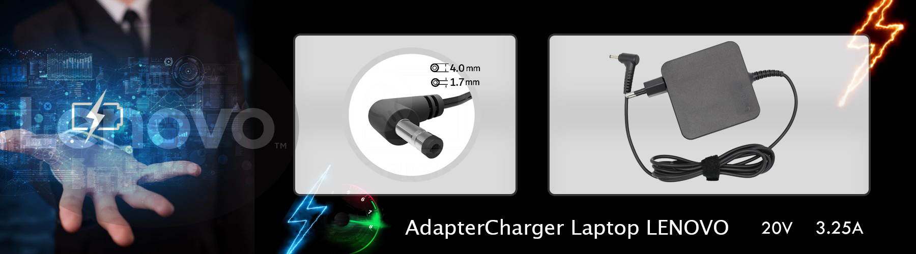 شارژر لپ تاپ لنوو 20 ولت 3.25 امپر