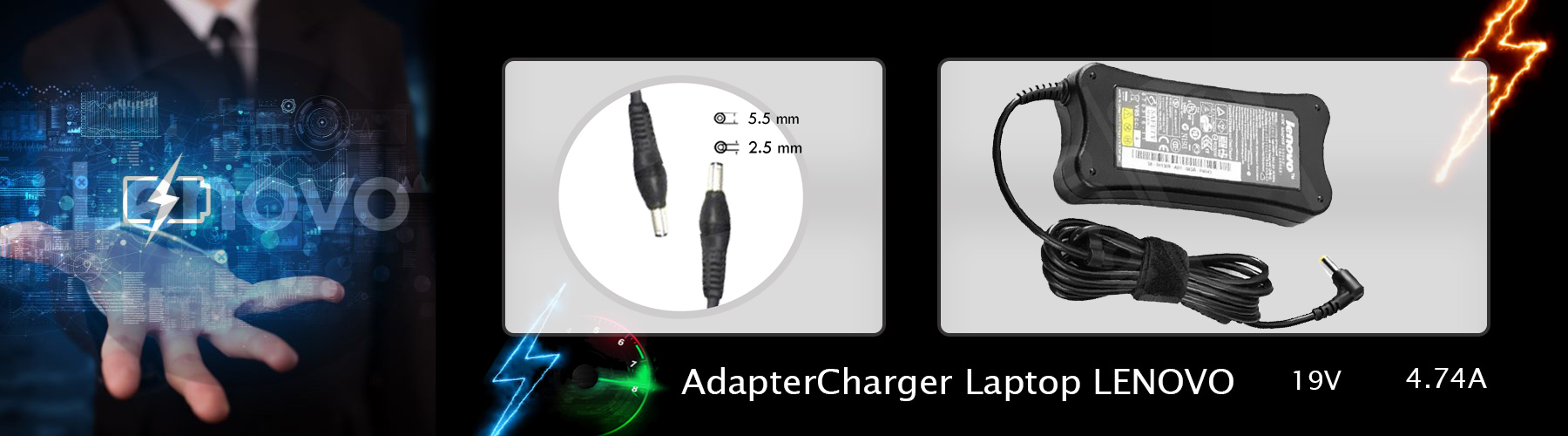 شارژر لپ تاپ لنوو 19 ولت 4.74 امپر