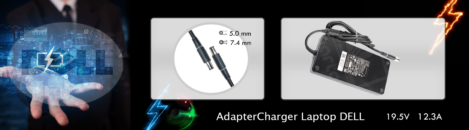 شارژر لپ تاپ دل 19.5ولت 12.3 امپر