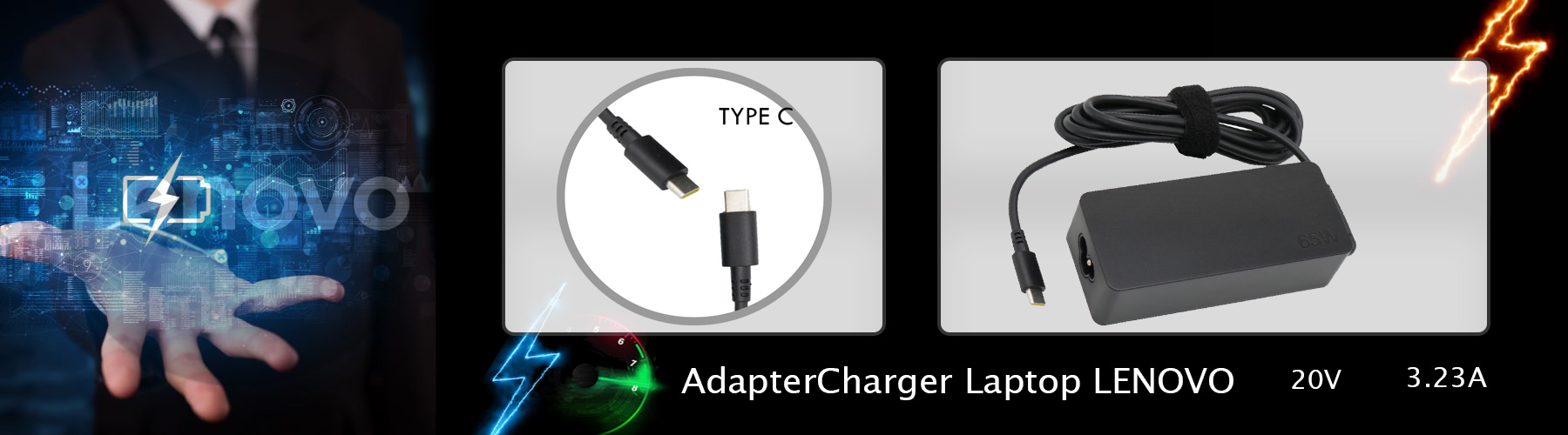 شارژر لپ تاپ لنوو 20 ولت 3.23 امپر