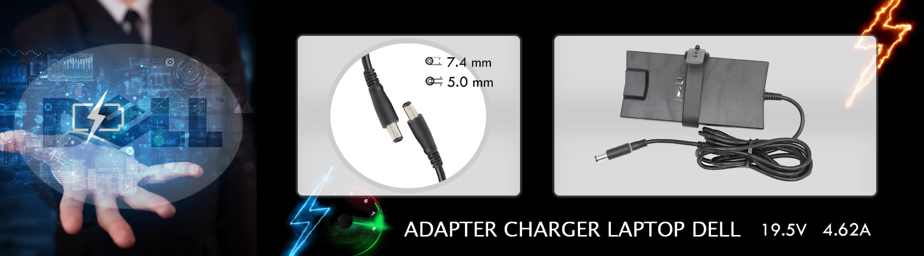شارژر لپ تاپ دل19.5 ولت 4.62 امپر