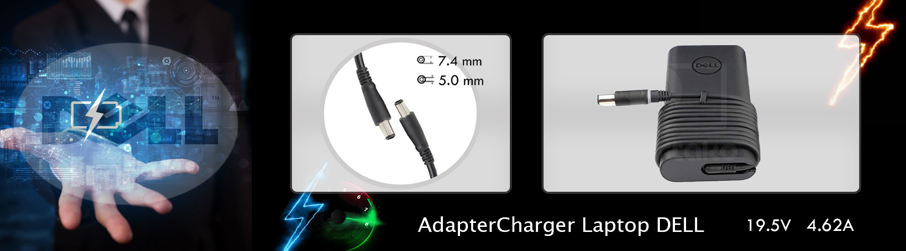 شارژر لپ تاپ دل 19.5ولت 4.62امپر