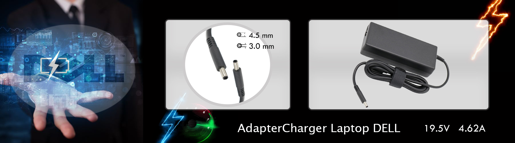 شارژر لپ تاپ دل 19.5ولت 4.62امپر