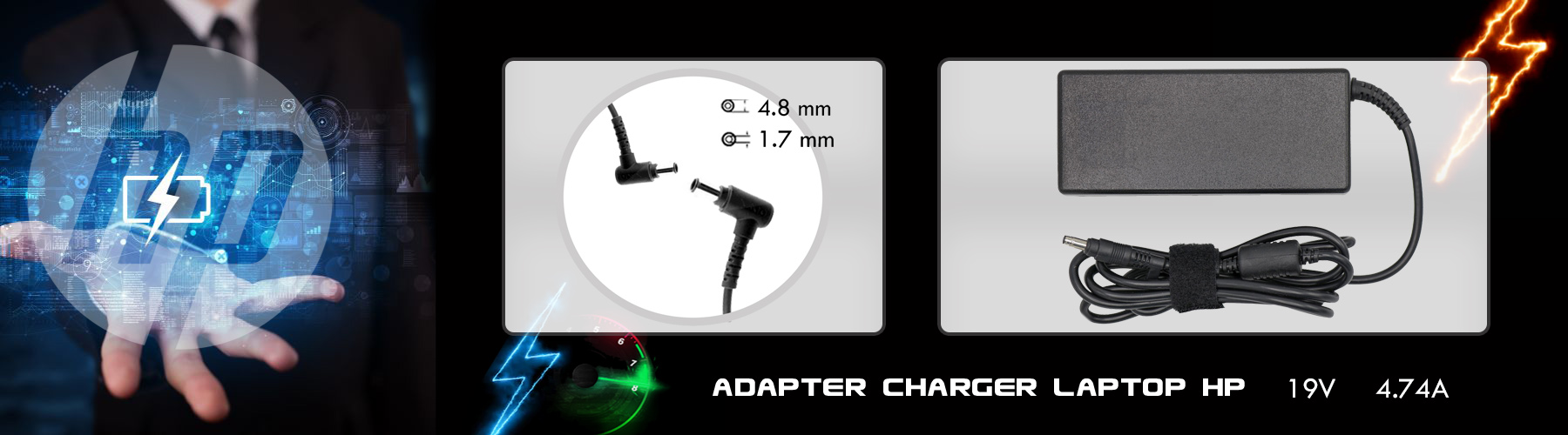 شارژر لپ تاپ اچ پی 19ولت 4.74 امپر