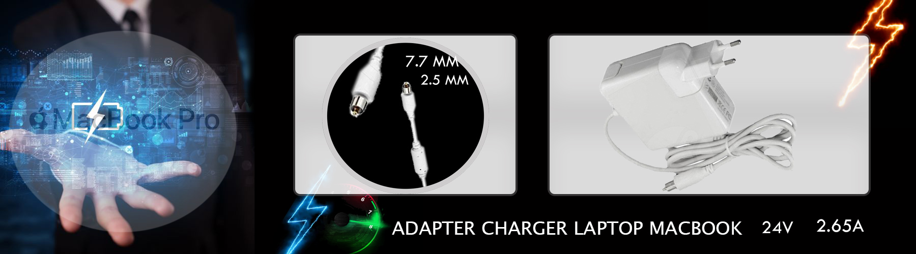 شارژر لپ تاپ مک بوک 24 ولت 2.65 آمپر