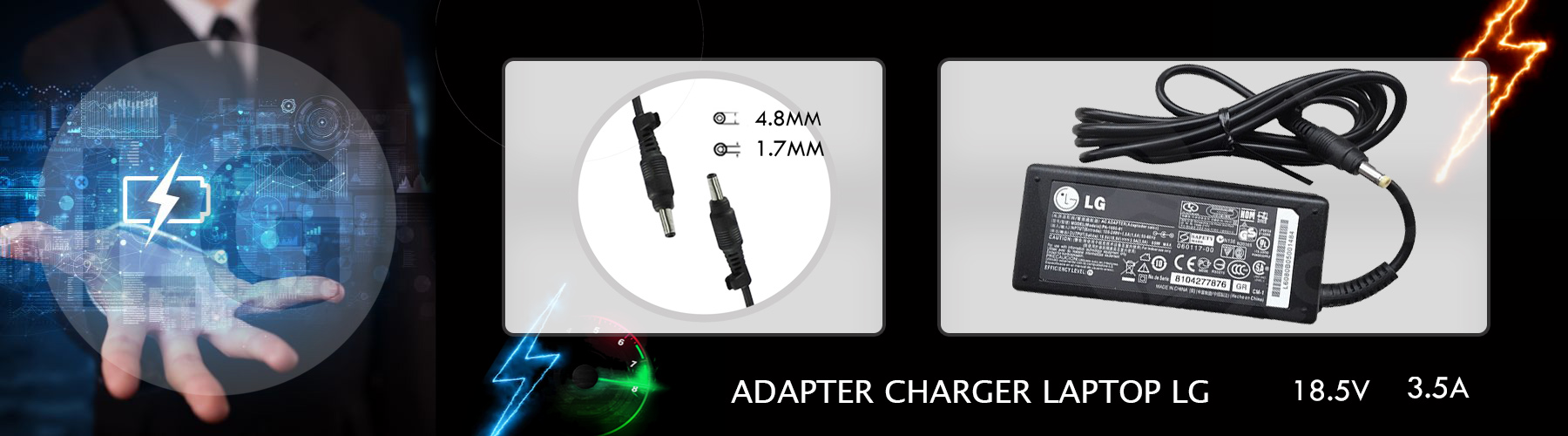 شارژر اداپتور لپ تاپ ال جی 18.5ولت 3.5 آمپر