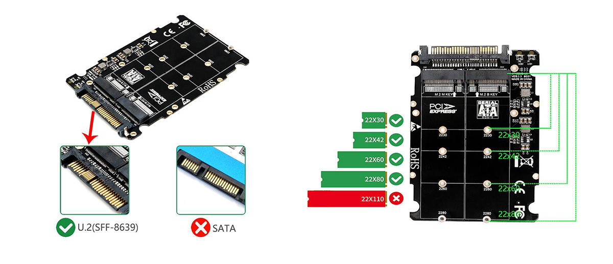 مبدل و رابط حافظه Adapter M.2 SSD Key M/B SSD to U.2 SFF-8639